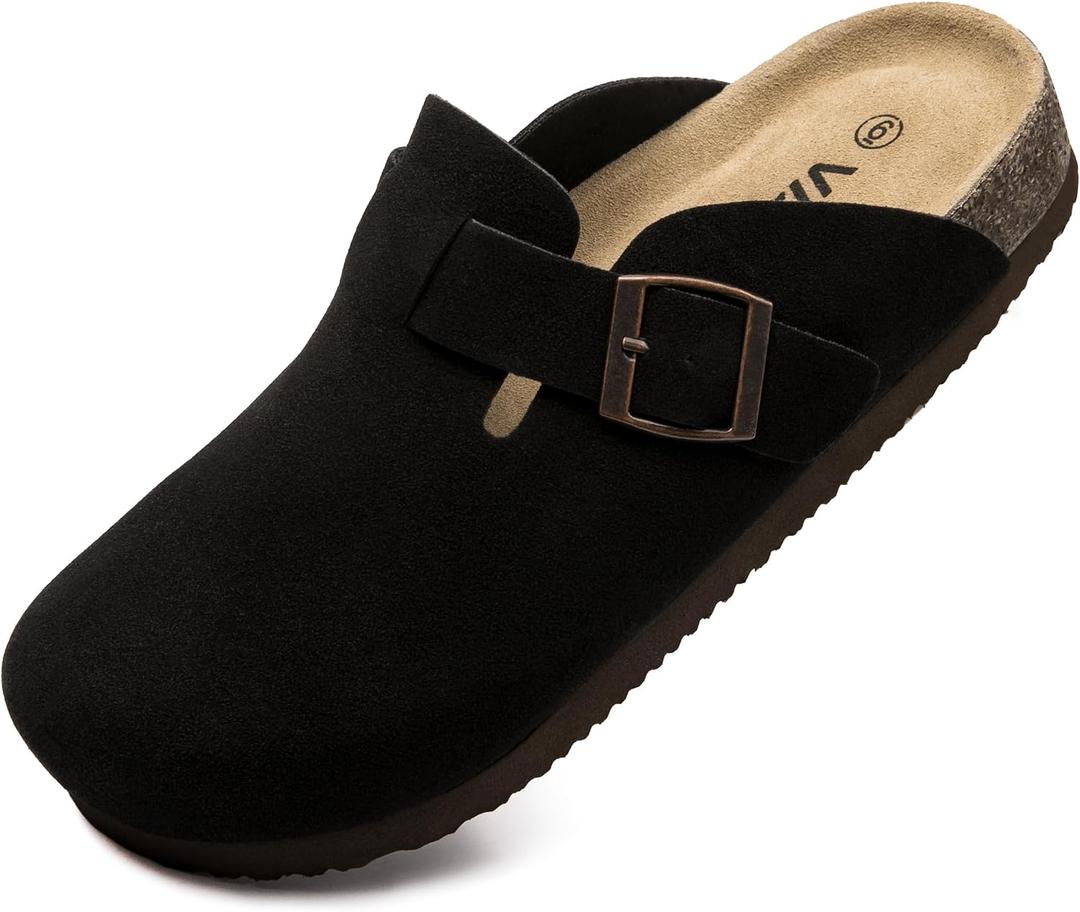 Suede Clogs Potato Shoes Cork Footbed Sandals Comfort Mules with Arch Support Slip On Slippers
