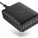 USB Charging Station, Topvork 6-Port USB Wall Charger, Multiport 60W USB Charging Hub, 6-in-1 Desktop USB Charger, Compact USB Charger Block (6A-Black)