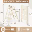 3 Step Ladder Folding Step Stool with Wide Anti-Slip Pedal, 330LBS Capacity, Lightweight Portable Stepladder for Home and Kitchen Use, Cream White