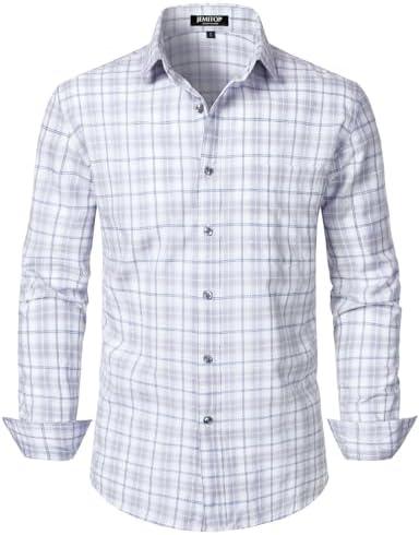 JEMITOP Men's Transitional Weather Slim Fit Long Sleeve Button Down Shirt Business Casual Dress Shirts with Pocket, Size S