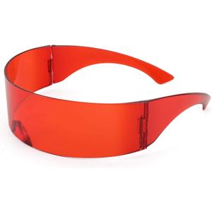 FEISEDY 80s Futuristic Cyclops Cyber Visor Sunglasses Men Women Punk Style Cosplay B2740 (Red)