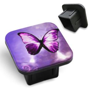 Tnomchey Purple Butterfly 2 Receiver Hitch Cover Magical Mystical Glowing Fairy Tale Shin Soft Rubber Protects Hitch Tube Rear Trailer Hitch Cover Universal Fits 2" Receivers for Men Women