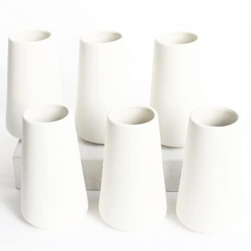 YANLING 5 Pack White Ceramic Vases for Home Decor, 6 Inch Modern Vases for Centerpieces Pampas Grass Table Vase, Boho Vases for Flowers Decor