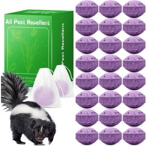 24 Pack Skunk Repellent Outdoor - Raccoon Repellent for Indoor Outdoor, Natural Peppermint Oil Mole Repellent Safe for Pets & Kids Repels Skunk Raccoon
