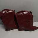 Yishaweiqi Ruched Slouchy Over The Knee Boots for Women Covered Wedge Heel Wide Calf Pointed Toe Casual Thigh High Boots 8.5