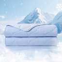 Cozy Bliss Cooling Dual-Sided Blanket for Hot Sleepers, Q-Max>0.46 Lightweight Soft Breathable Bed Blanket, Double Side Cooling Throw for Night Sweats (Cool Blue, 40"x60")