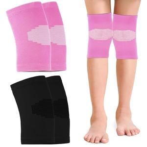 Skylety 2 Pairs Kids Knee Sleeve Kids Knee Brace Children Support Compression Child Sleeve Pads for Basketball, Volleyball, Sports, Gymnastics(Small,Black, Pink)