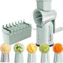 Rotary Cheese Grater Manual Hand Crank with 5 Blades & Suction Base, Kitchen Vegetable Shredder Slicer for Veggie, Nuts, Fruit, Green