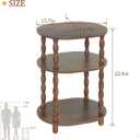 MaxSmeo Side Table, 3-Tier Small End Table, Modern Oval Night Stand Accent Table for Living Room, Bedroom, Rustic Brown