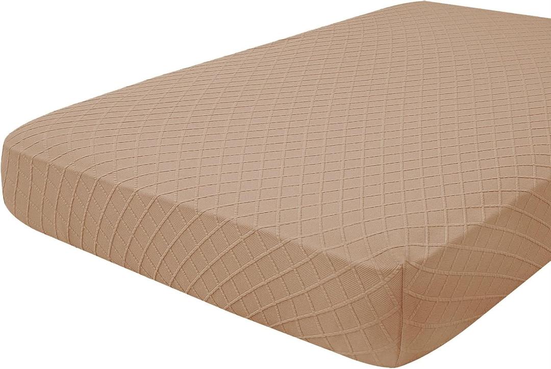 hyha Jacquard Couch Cushion Covers, Chaise Lounge Sofa Slipcovers Washable, Diamond Lattice, L Shape Couch Cushion Covers for Sectional Sofa (1 Piece for Chaise XL,Camel)