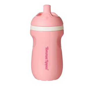 Tommee Tippee Insulated Sporty Bottle, 9oz, No Spill Toddler Water Bottle For 12 months +, Two-Piece Valve Helps Stop Spills, Pack of 1, Pink 
