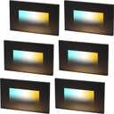 CLOUDY BAY Dimmable Upgraded 3 Color 120V LED Indoor Outdoor Step Light,3000K/4000K/5000K 3W 55lm,Stair Light,Metal Black,6 Pack