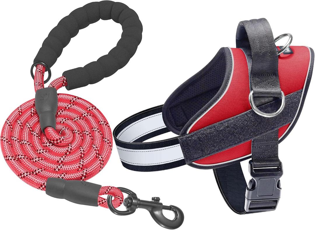 Haapaw Essential Dog Harness, No Pull Pet Vest with 3 Leash Clips, No Choke, Reflective, Adjustable and Padded, for Easy Walking and Training for Medium Dogs (M, Red)