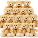 MorisMos Small Teddy Bears Bulk 16 Packs, Teddy Bear Stuffed Animal Bulk 14", Cuddly Soft Teddy Bear for Baby Shower, Birthday Wedding Party, Valentines, Light Brown