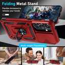Janmitta Compatible with Samsung Galaxy S26+ Plus Case Built in Slide Camera Lens Cover+Screen Protector+Finger Ring Holder Kickstand,Heavy Duty Shockproof Full Body Phone Cover,2026 Red