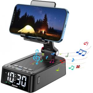 Gifts for Men and Women, Phone Stand with Bluetooth Speaker and 360 Rotable Angel Adjustable Cell Phone Holder for Home Office with HD Subwoofer Sound Fits All Phones,Tablets (Black)
