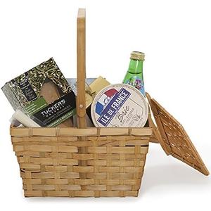 The Lucky Clover Trading Co. Bamboo Picnic Basket in Honey with Lid - Small