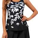 SEAFORM Women's Two-Piece Tankini Swimsuits Tummy Control Bathing Suits False Two-Piece Tankini Top with Swim Dress for Women (Black)