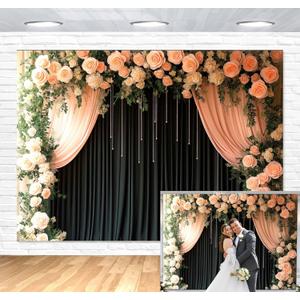 Flower Wall Backdrop 7x5 ft Black Backdrop for Photoshoot Floral Back Drop for Wedding Bridal Shower Flower Backdrops for Photoshoot Spring Backdrops for Photography Floral Wall