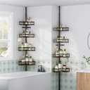 HEVEL Corner Shower Caddy Tension Pole, 4 Tier Adjustable Shower Organizer Corner 62-115 Inch, Rustproof Bathroom Shower Shelves for Bathtub Storage,Bronze