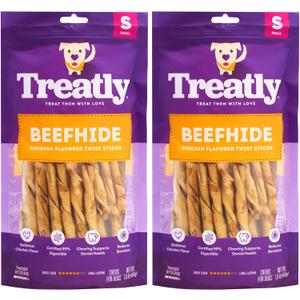 Beefhide Twist Sticks 5" Dog Chew Treats - Chicken Flavor, 1 lb/2 Pack