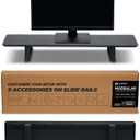 ULTRARM Moodular Wooden Monitor Stand 33.4 (85cm) Desk Organizer with Metal Slide Rails for Drawer, Tray, Laptop, Tablet, Phone & Headphones Customizable Riser for Organized Workspace Black MS85-B