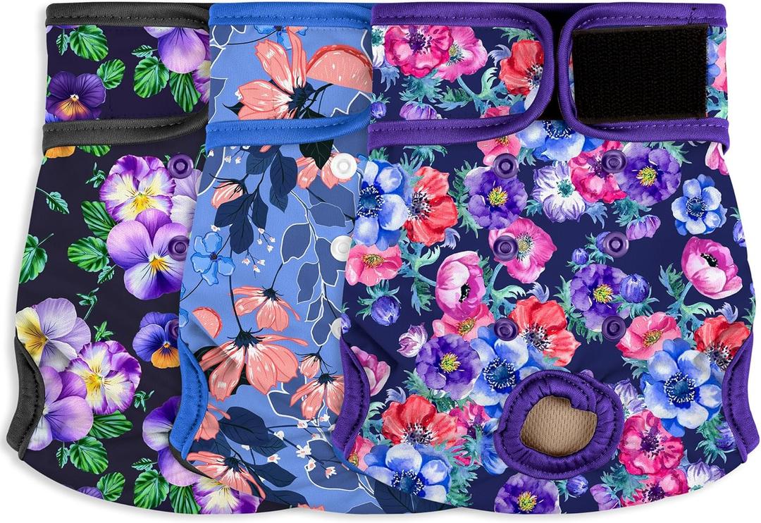 Female Dog Diapers - Premium Reusable Diapers for Doggie in Heat - Highly Absorbent for Pet Incontinence with Adjustable Snaps Rose Flower, XL (X-Large(17.5"-27"Waist))