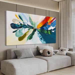Canvas Wall Art Decor Modern Wall Art Pictures For Living Room Blue White Wall Art Decor Canvas Abstract Art Colorful Abstract Wall Art Prints Art Work For Bedroom Office Home Wall Decor 24" x 48"