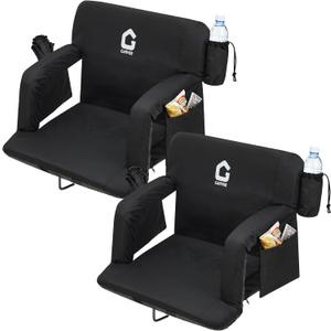 Garvee Stadium Seats with Back Support and Padded Cushion - Extra Wide Bleacher Chair with Anti-Slip Mat - Reclining Stadium Football Seats - 6 Adjustable Angle, Large Pockets, Cup Holders