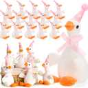 24 Pcs Silly Goose Plush Stuffed Animal Toy Birthday Decorations 8 inch One Silly Goose Baby Shower Party Favor Duck Stuffed Animal with Birthday Hat for Girls Funny Party Supplies (Pink)