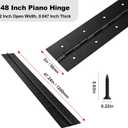 2 Pack Heavy Duty Piano Hinge 48 Inch x 2 Inch Width, 0.047'' Thick Stainless Steel Black Continuous Hinge for Cabinet, Door, Toolbox, Wooden Box, Metal Plate, Furniture, Industrial Project