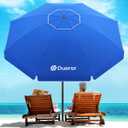 Duerer 7.5FT Beach Umbrella with Sand Anchor – Heavy Duty Windproof UPF 50+ Sun Shade, Portable Travel Beach Umbrella with Tilt & Carry Bag for Beach, Sand, Garden, Patio, Pool (Navy Blue)