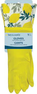 Household Gloves Latex Free Cleaning Grey and Yellow Gloves with Soft Lining Long Cuff 15" & Grip (2 Pair), X-Large