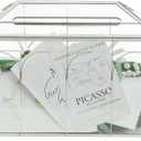 NCYP Glass Cards Box with Slot & Lock for Wedding - 12.6" x 5.9" x 9" Vintage Geometric Terrarium, Wishwell, Party, Home Reception, Tabletop Decor, Silver (Glass Box Only)