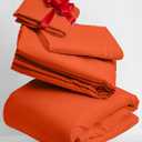 Mellanni Twin Sheets Set - 3 PC Iconic Collection Bedding - Hotel Luxury, Extra Soft, Cooling Bed Sheets - Wrinkle, Fade, Stain Resistant (Twin, Poppy Orange)