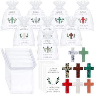 Tioncy 120 Pcs Pocket Hug Token Bulk Greeting Cards with Cross Crystal Stones Religious Keepsake Exchange Bookmarks for Friends Family Distance Social Relationship Gift (Cute Style,Stylish Color)