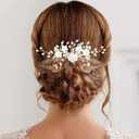 Flower Bridal Hair Vine Pieces with Comb Pearl Floral Rhinestone Leaf White Wedding Hair Pin Accessories for Women and Girls (White Flower Silver Leaf)