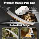 Pole Saw for Tree Trimming, Extendable Tree Pruner with Double Hook Saw, Manual Pole Saw for High Branches, Pruning Branch Cutter for Yard, Garden, Patios