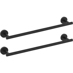 Newfun 24 Inch Matte Black Bathroom Towel Bar, 2Pcs Towel Racks for Bathroom Rod Classic SUS304 Stainless Steel Bathroom Towel Holder Wall Mounted