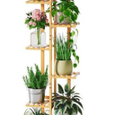 Solatmos Bamboo Plant Stand With Grow Lights Indoor Plants Outdoor Corner Plant Shelf Flower Stands for Living Room Patio Garden Corner Balcony (Wood, 7 Tier)