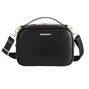 TWELVElittle Luxe Diaper Clutch - Crossbody Diaper Bag with Portable Changing Pad, Zip Out Pouch and Wipes Case (Black Plain)