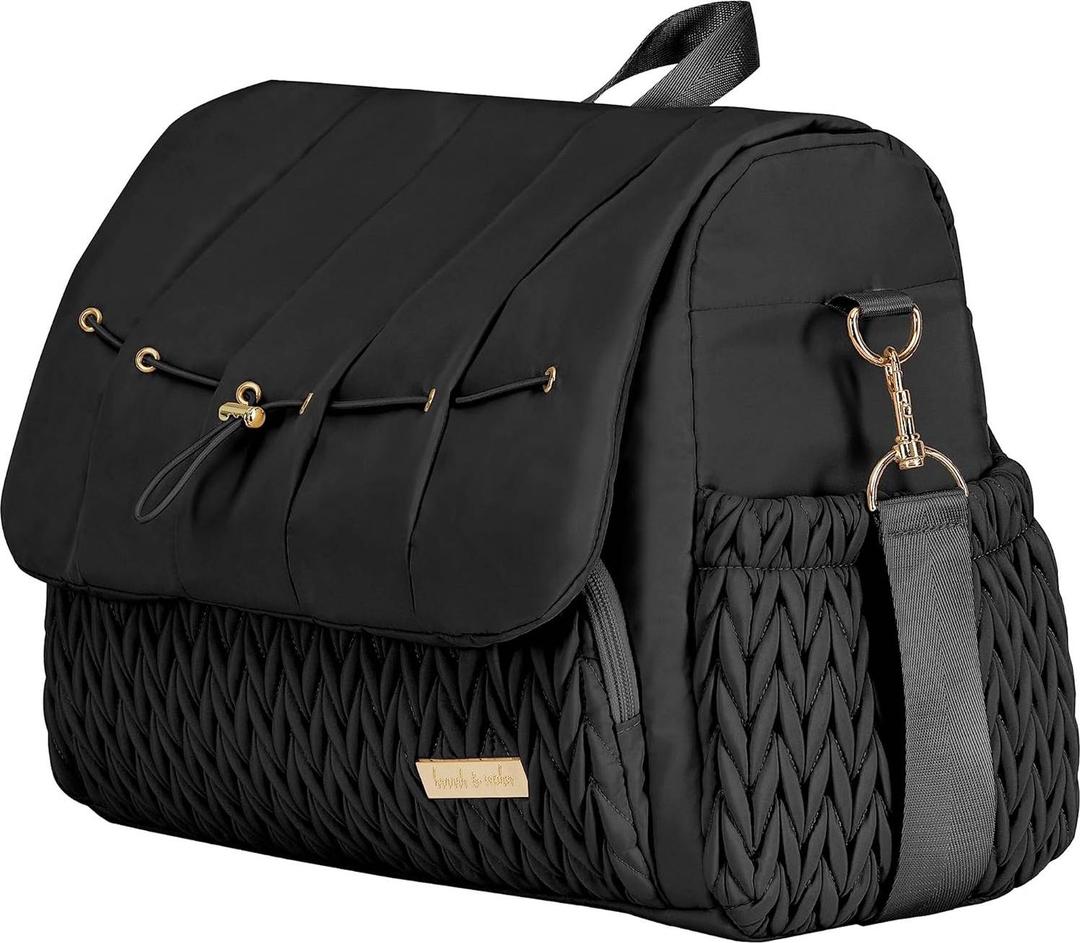 Hannah & Sophia Belle Convertible Diaper Backpack and Messenger Bag Black