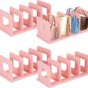 4PCS Purse Organizers, 13.7 x 5.9 x 5.5-Inches,Adjustable Closet Organizer, Handbag Shelf Divider Storage Organizer for 8 Big Handbags/16 Small Handbags（Pink）