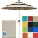 EliteShade USA 10-Year-Non-Fading 9ft 3-Tier Market Patio Umbrella, Commercial Grade Outdoor Table Umbrella with Crank Open, Windproof & UPF 50+ UV Protection, Heavy Duty Ventilation for Garden, Deck, Pool, Backyard, Beach & Bistro, Antique Beige