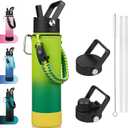 BJPKPK 27oz Insulated Water Bottles with 3 Lids, Paracord Handle & Non-slip Boot,Metal Water Bottle with Straw, BPA Free Leak Proof Thermo, Tumblers,Bamboo Grove