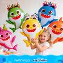 PartyWoo Baby Shark Family Foil Balloons 37pcs Baby Shark Family Pink Round Star Mylar Happy Birthday Letter Balloons for Boys and Girls Under the Sea Kids Birthday Party Decorations