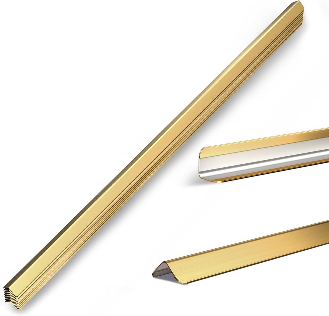 1x1x48 Inch 304 Stainless Steel Wall Corner Guards (5-Pack) Heavy Duty Rounded Corner Protector, Smooth Folded Edge Design for Wall Protection Golden Guard Stainless Steel Slab