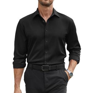 COOFANDY Mens Stretch Dress Shirts Long Sleeve Button Down Shirt Regular Fit Formal Business Wedding Shirts (X-Large)
