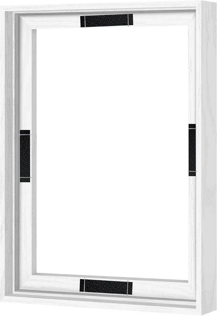 Abtgt 12x16 Canvas Floating Frame with 0.9" Deep, White Floater Frame for Canvas Paintings with Adhesive, Vertical or Horizontal Wall Art frame for Prints Oil Painting Diamond Decor, 1 Pack.