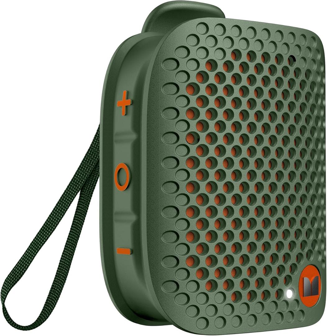Monster Blaster Micro Wearable Bluetooth Speaker, Clip-On Wireless Small Portable Speaker with Built-in Mic (Non-Magnetic), IPX7 Waterproof, TWS, Hands-Free Music/Calls for Work/Cycling/Running, Green